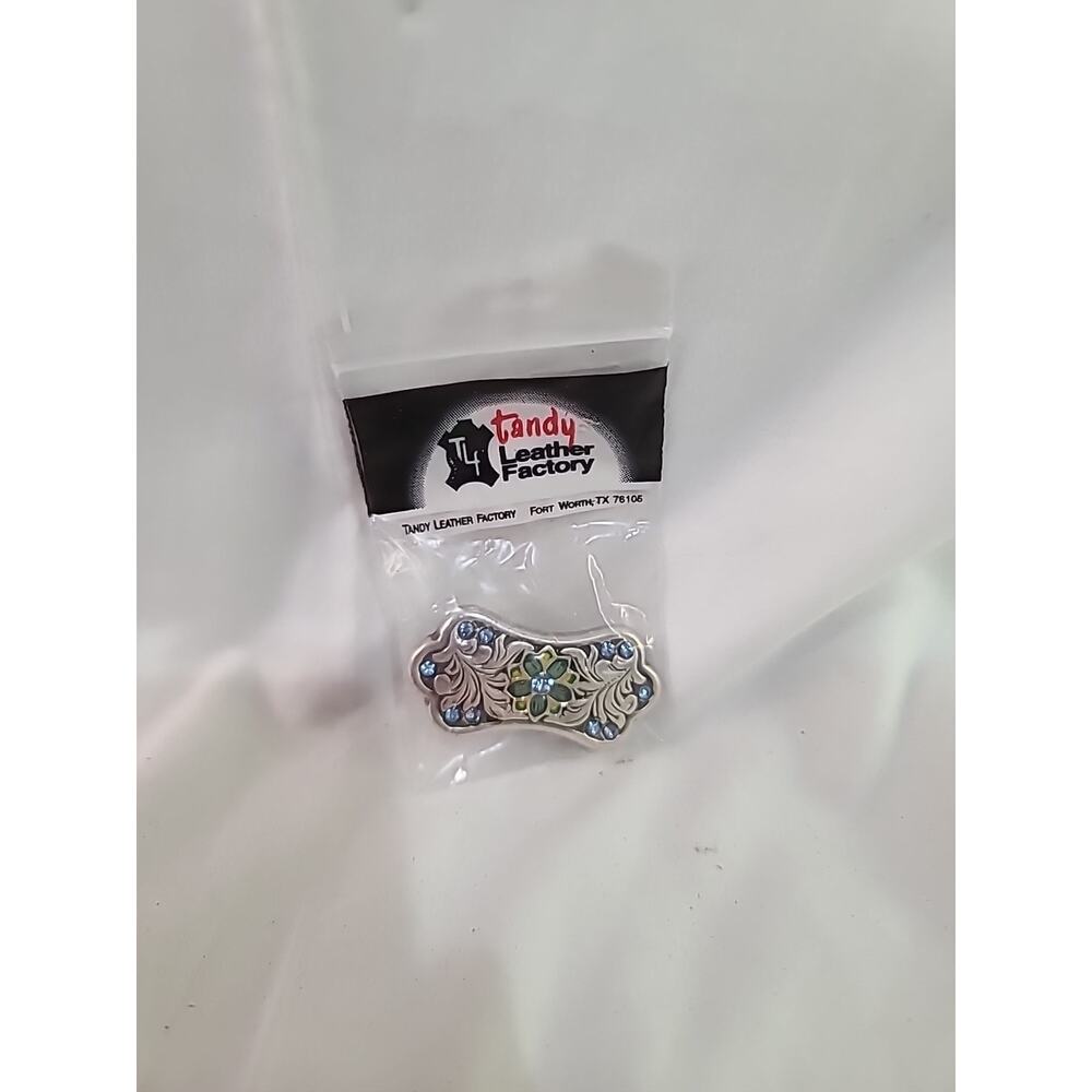 Tandy Leather Milan Concho Centerbar Blue W/crystals Rare NOS